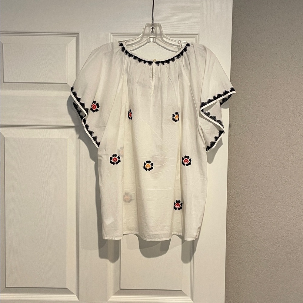 Madewell Embroidered Flutter Sleeve Top Size M - Picture 9 of 12